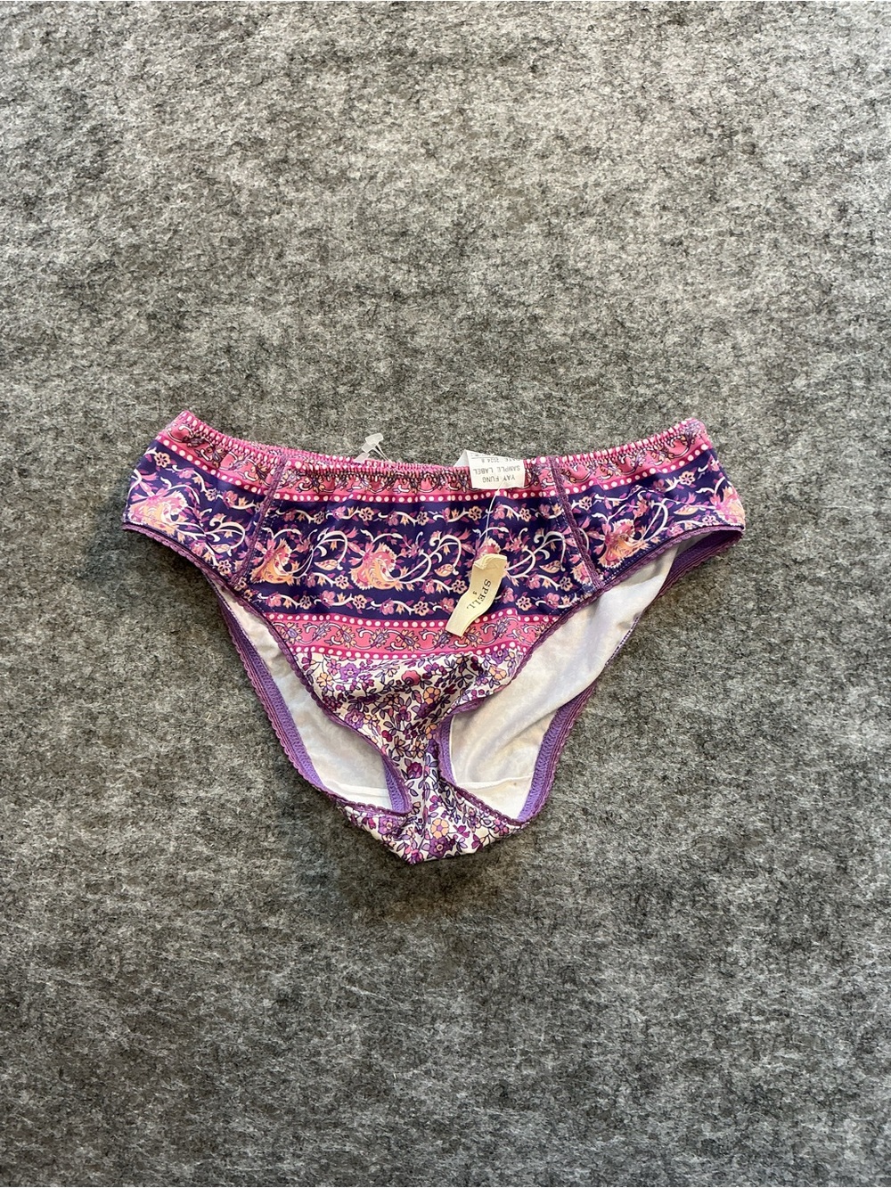 Spell NWT Floral Print Bikini Bottoms in Purple and Pink Size S